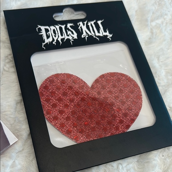 Neva Nude Glitter Heart Pasties & red glitter heart pasties dolls kill  w tags - Picture 4 of 7